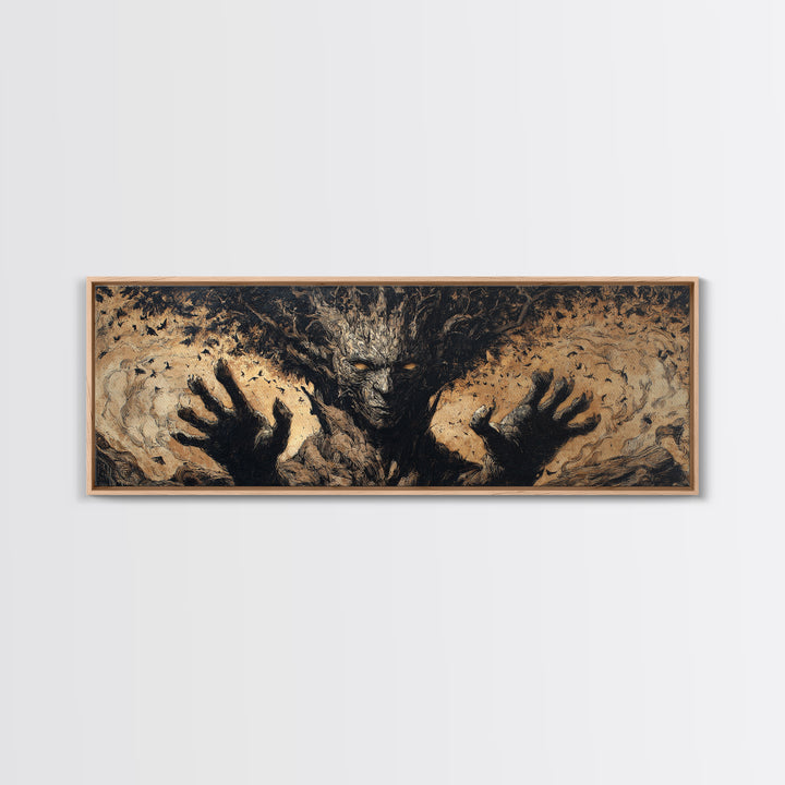 The Hollow-Tree Monster, Dark Romantic Horror Art, Extra Wide Wall Art, Gothic Horror Wall Art, Canvas Print, Halloween Wall Art