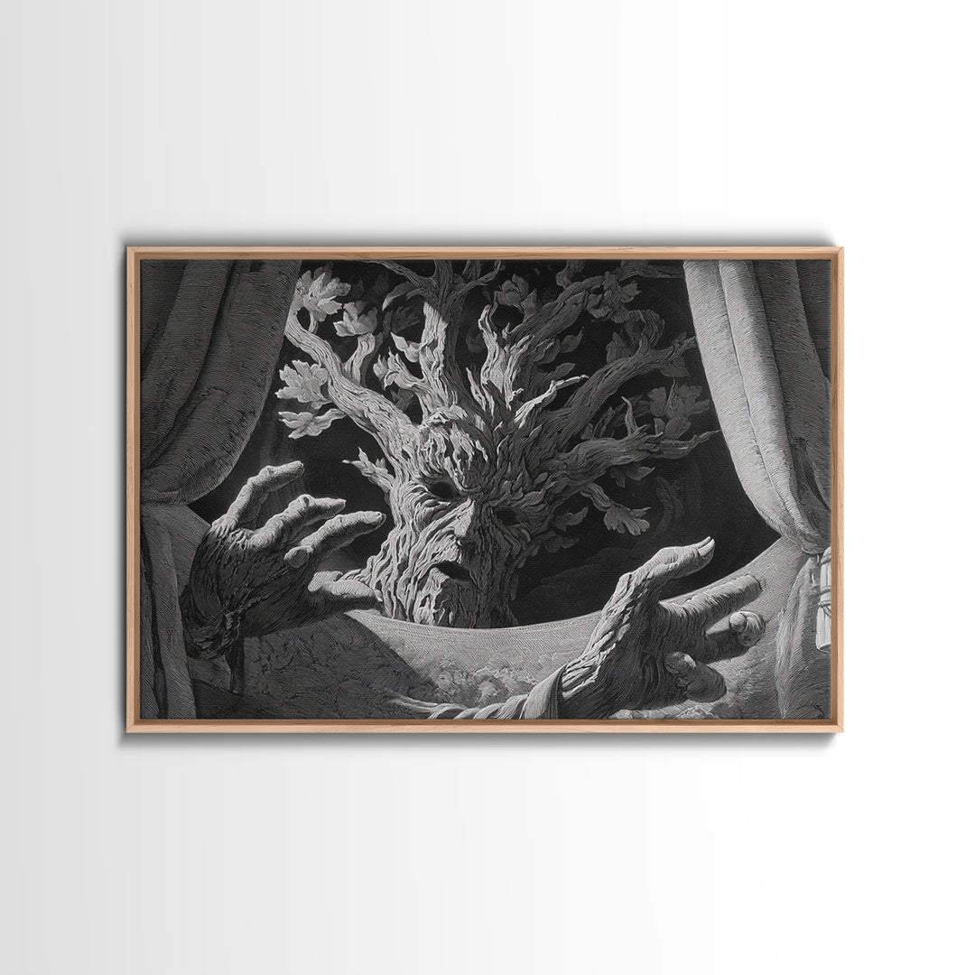 The Hollow-Tree Monster, Visionary Gothic Art, Landscape Wall Art, Dark Fantasy Wall Art, Canvas Print, Halloween Wall Art