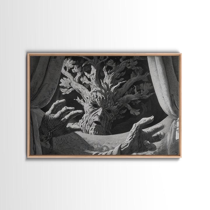 The Hollow-Tree Monster, Visionary Gothic Art, Landscape Wall Art, Dark Fantasy Wall Art, Canvas Print, Halloween Wall Art