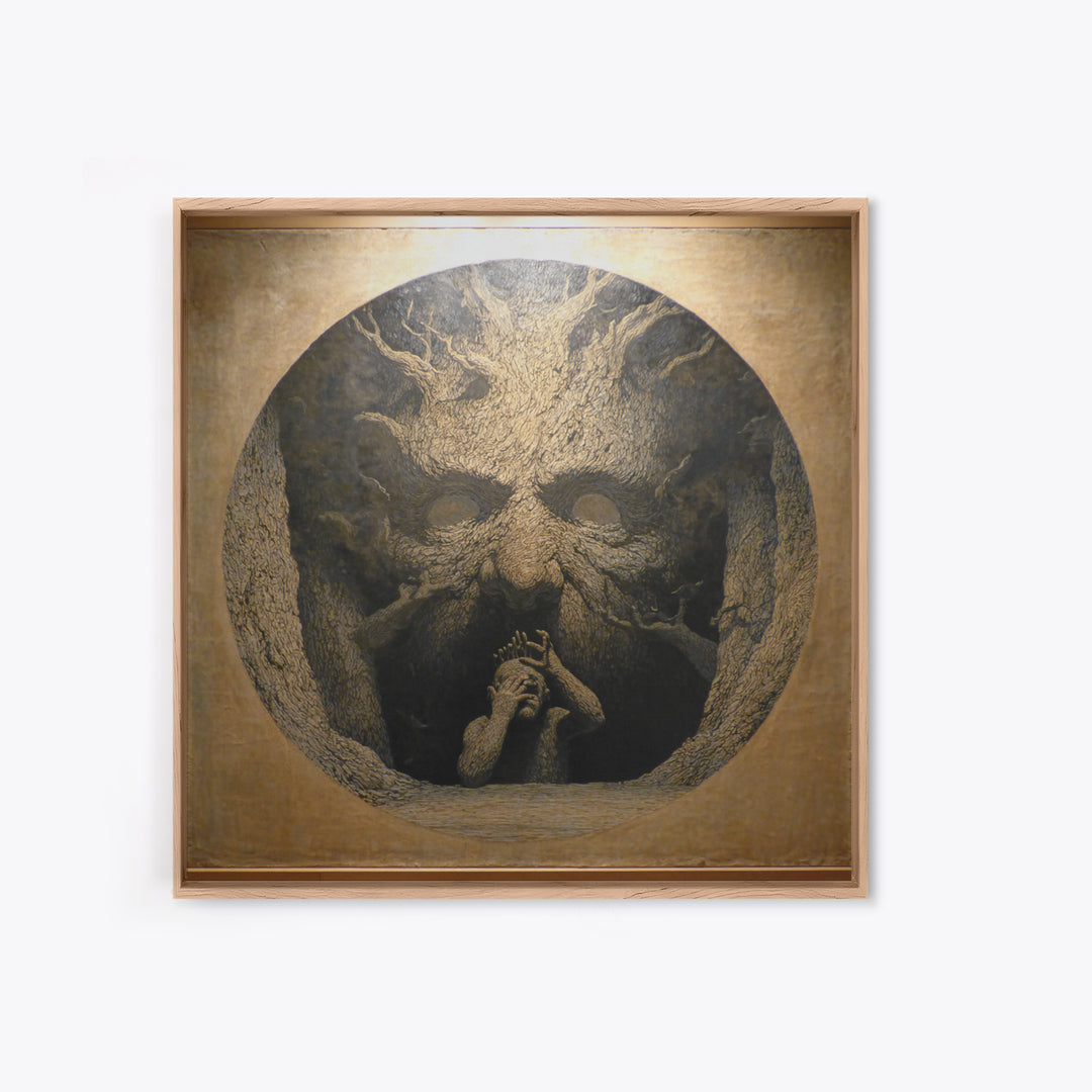 The Hollow-Tree Monster, Symbolist Dream Art, Square Wall Art, Macabre Wall Art, Framed Canvas Print, Halloween Wall Art