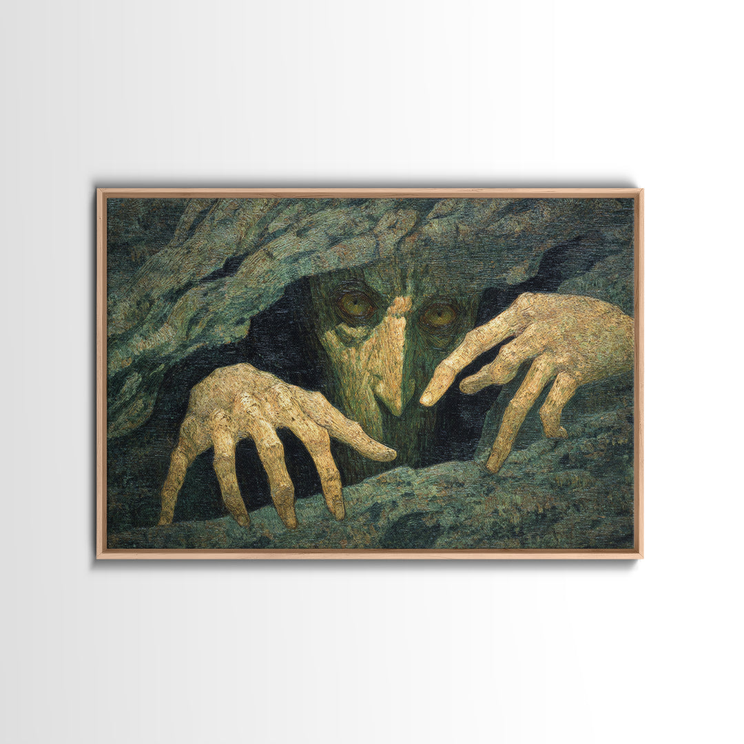The Hollow-Tree Monster, Dark Symbolist Art, Landscape Wall Art, Dark Fantasy Wall Art, Canvas Print, Halloween Wall Art