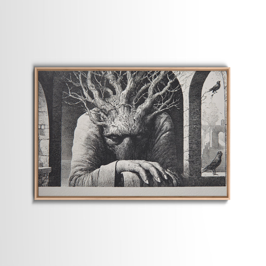 The Hollow-Tree Monster, Victorian Macabre Art, Landscape Wall Art, Macabre Wall Art, Canvas Print, Halloween Wall Art