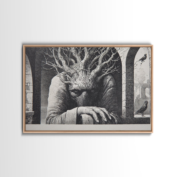 The Hollow-Tree Monster, Victorian Macabre Art, Landscape Wall Art, Macabre Wall Art, Canvas Print, Halloween Wall Art