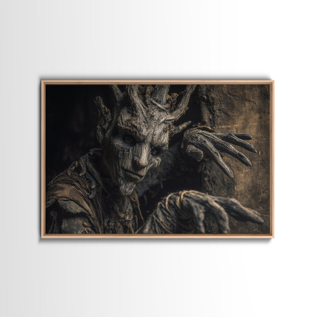 The Hollow-Tree Monster, Surreal Apocalyptic Art, Landscape Wall Art, Dark Halloween Decor, Canvas Print, Halloween Wall Art