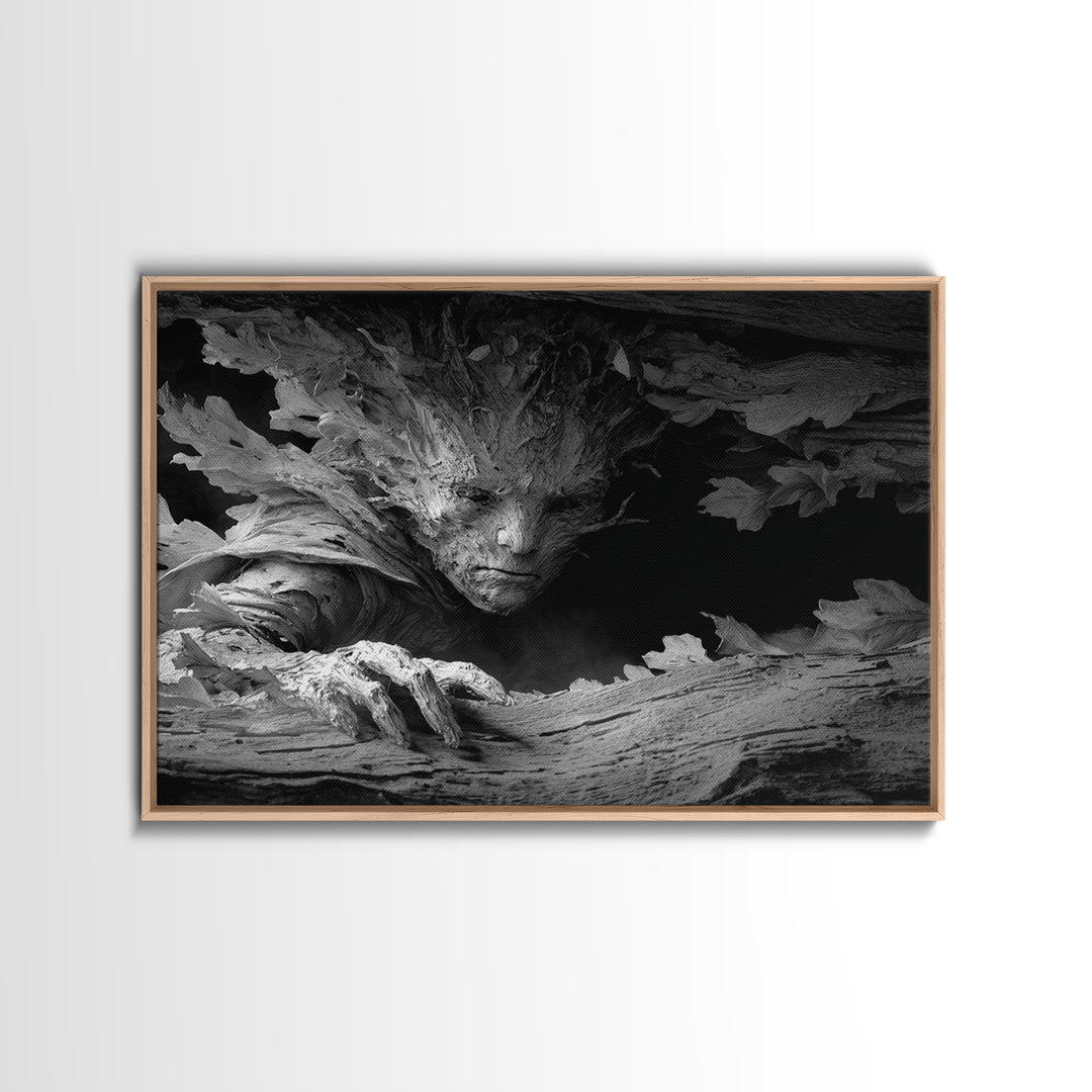 The Hollow-Tree Monster, Biomechanical Horror Art, Landscape Wall Art, Dark Fantasy Wall Art, Canvas Print, Halloween Wall Art