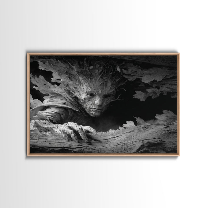The Hollow-Tree Monster, Biomechanical Horror Art, Landscape Wall Art, Dark Fantasy Wall Art, Canvas Print, Halloween Wall Art