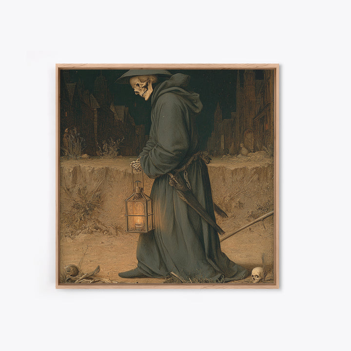 The Crossroads Spirit, Danse Macabre Art, Square Wall Art, Dark Halloween Decor, Framed Canvas Print, Halloween Wall Art