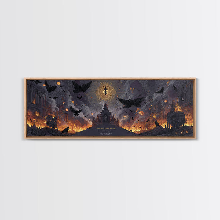 The Crossroads Spirit, Apocalyptic Romantic Art, Extra Wide Wall Art, Dark Halloween Decor, Canvas Print, Halloween Wall Art