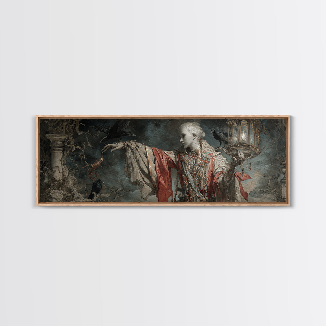 The Crossroads Spirit, Ornate Symbolist Art, Extra Wide Wall Art, Gothic Horror Wall Art, Framed Canvas Print, Halloween Wall Art