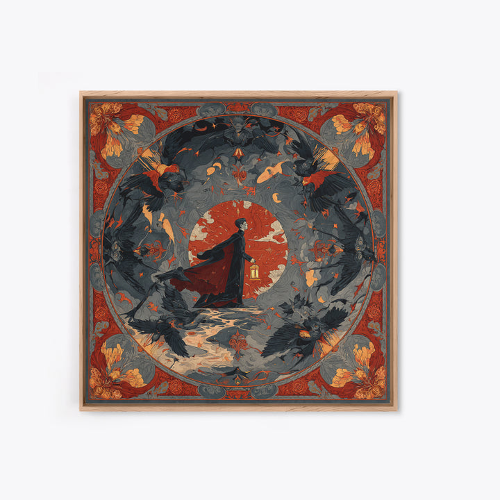 The Crossroads Spirit, Dark Symbolist Art, Square Wall Art, Macabre Wall Art, Framed Canvas Print, Halloween Wall Art