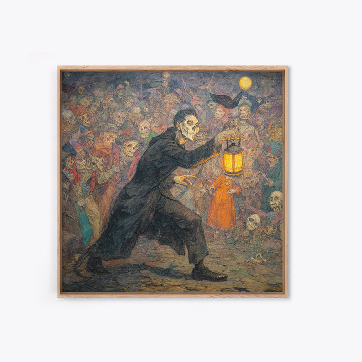 The Crossroads Spirit, Grotesque Carnival Art, Square Wall Art, Dark Halloween Decor, Canvas Print, Halloween Wall Art, Gothic Home Decor