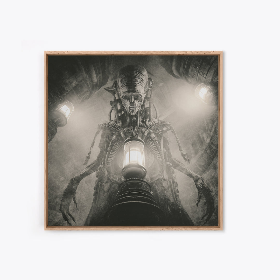 The Crossroads Spirit, Biomechanical Horror Art, Square Wall Art, Dark Fantasy Wall Art, Canvas Print, Halloween Wall Art, Gothic Home Decor