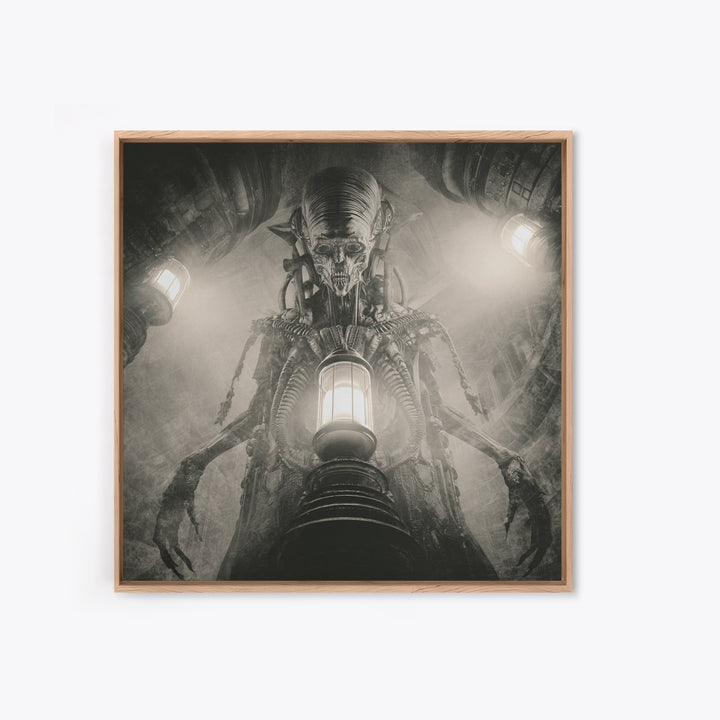 The Crossroads Spirit, Biomechanical Horror Art, Square Wall Art, Dark Fantasy Wall Art, Canvas Print, Halloween Wall Art, Gothic Home Decor