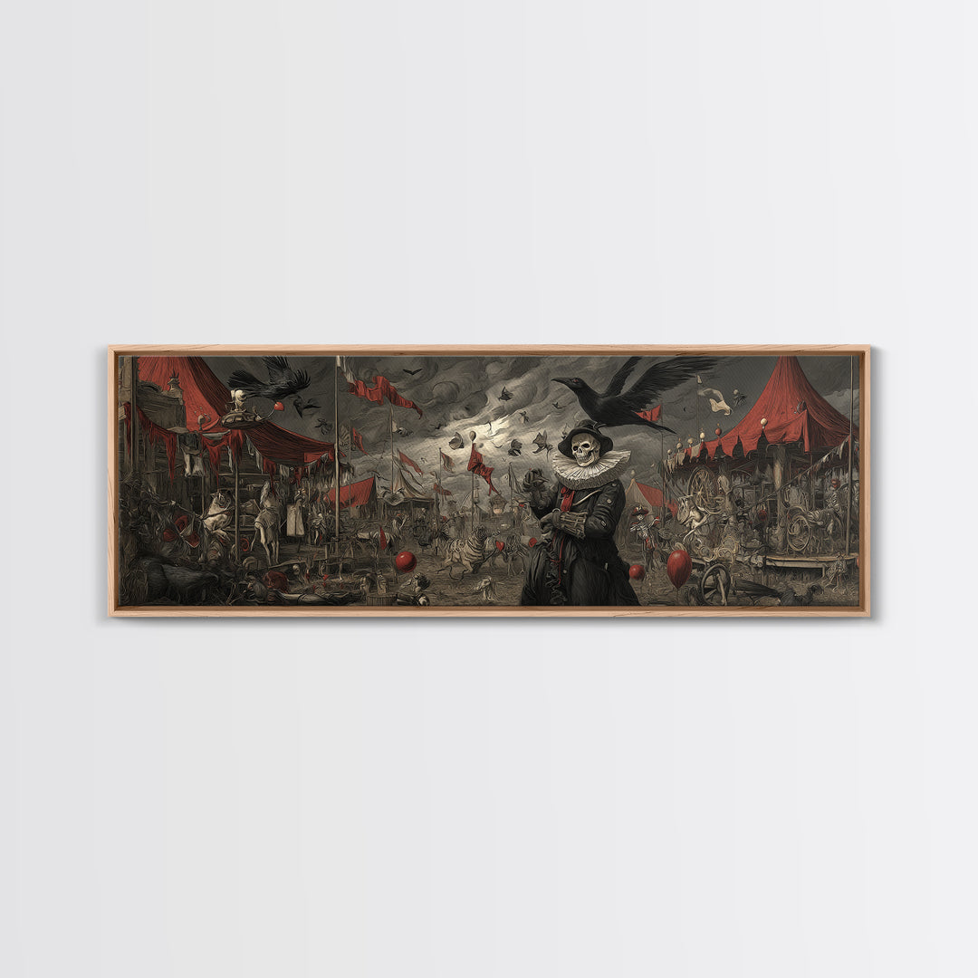The Abandoned Carnival, Danse Macabre Art, Extra Wide Wall Art, Gothic Horror Wall Art, Canvas Print, Halloween Wall Art