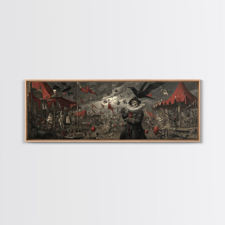 The Abandoned Carnival, Danse Macabre Art, Extra Wide Wall Art, Gothic Horror Wall Art, Canvas Print, Halloween Wall Art