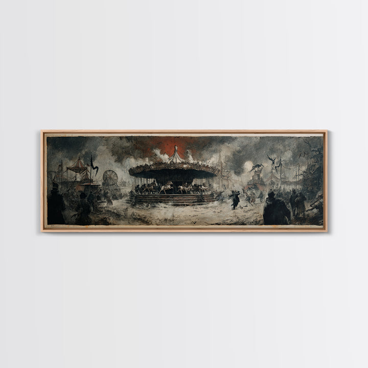 The Abandoned Carnival, Decadent Gothic Art, Extra Wide Wall Art, Dark Fantasy Wall Art, Framed Canvas Print, Halloween Wall Art