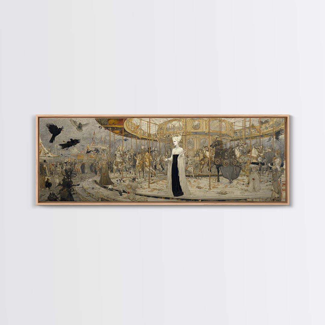 The Abandoned Carnival, Symbolist Death Art, Extra Wide Wall Art, Gothic Horror Wall Art, Framed Canvas Print, Halloween Wall Art