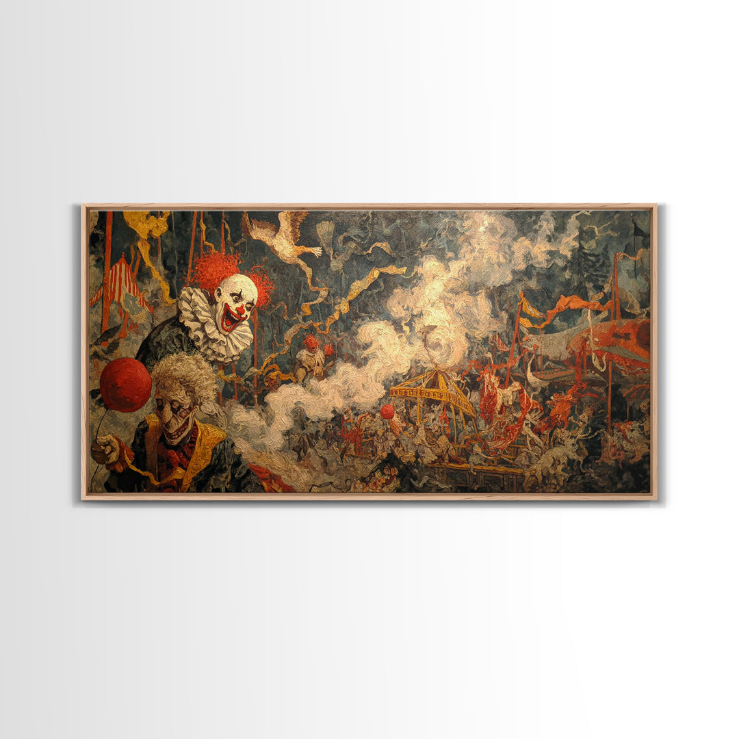 The Abandoned Carnival, Grotesque Carnival Art, Wide Panoramic Art, Dark Fantasy Wall Art, Canvas Print, Halloween Wall Art