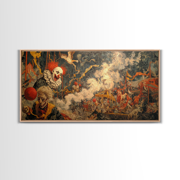 The Abandoned Carnival, Grotesque Carnival Art, Wide Panoramic Art, Dark Fantasy Wall Art, Canvas Print, Halloween Wall Art
