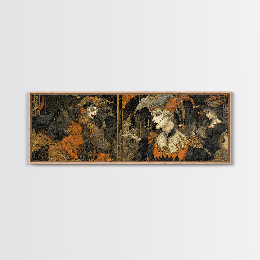 The Abandoned Carnival, Stained Glass Gothic Art, Extra Wide Wall Art, Dark Fantasy Wall Art, Canvas Print, Halloween Wall Art