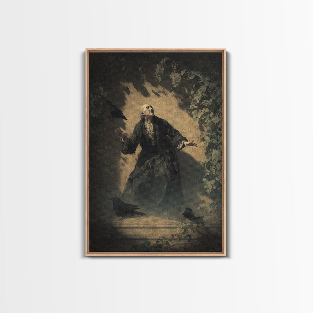 The Haunted Manor, Dark Romantic Horror Art, Vertical Wall Art, Gothic Horror Wall Art, Canvas Print, Halloween Wall Art