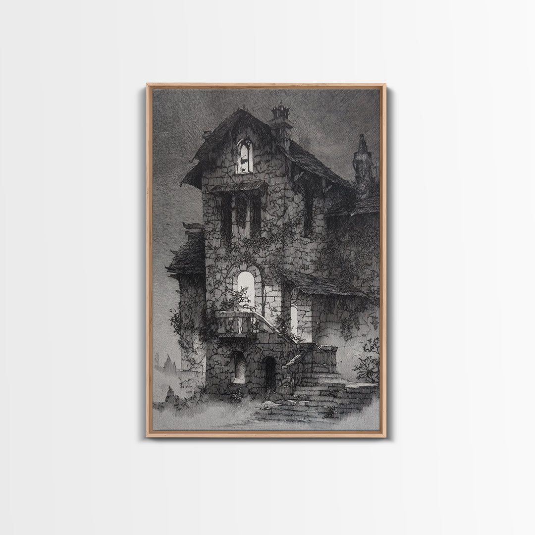 The Haunted Manor, Victorian Macabre Art, Vertical Wall Art, Dark Halloween Decor, Canvas Print, Halloween Wall Art, Macabre Wall Art