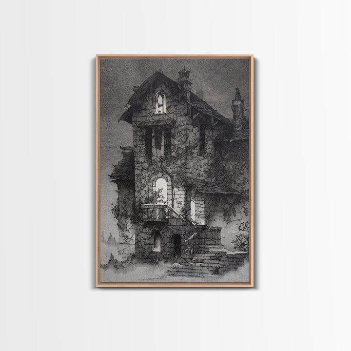 The Haunted Manor, Victorian Macabre Art, Vertical Wall Art, Dark Halloween Decor, Canvas Print, Halloween Wall Art, Macabre Wall Art