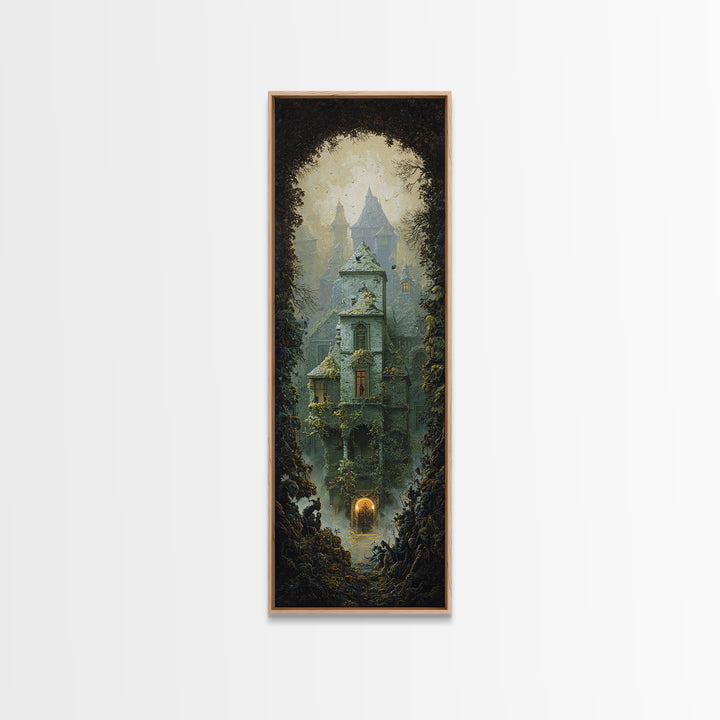 The Haunted Manor, Surreal Apocalyptic Art, Tall Narrow Wall Art, Dark Fantasy Wall Art, Canvas Print, Halloween Wall Art