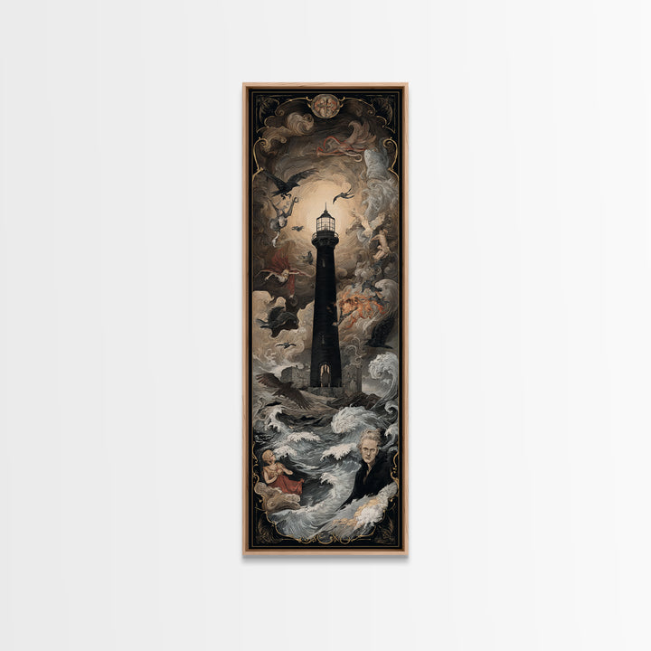 The Cursed Lighthouse, Gothic Nightmare Art, Tall Narrow Wall Art, Gothic Horror Wall Art, Canvas Print, Halloween Wall Art