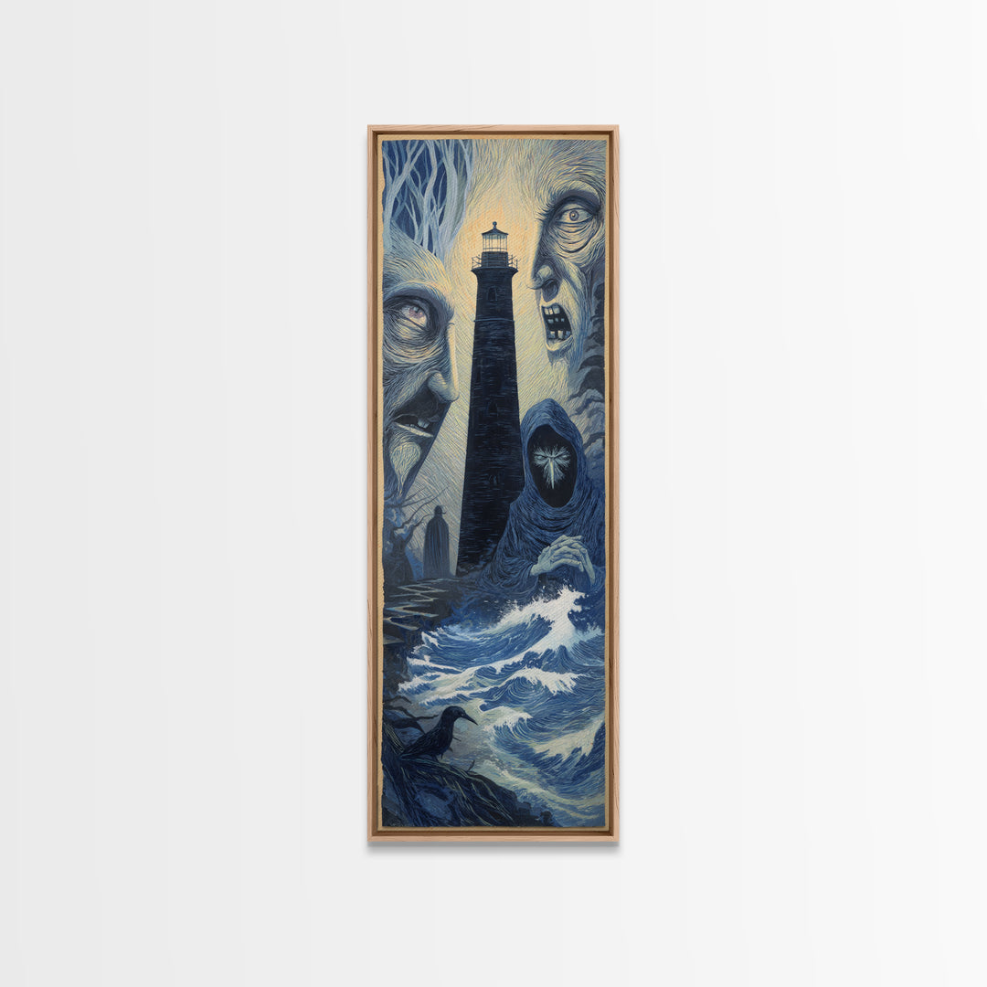 The Cursed Lighthouse, Expressionist Gothic Art, Tall Narrow Wall Art, Gothic Horror Wall Art, Canvas Print, Halloween Wall Art