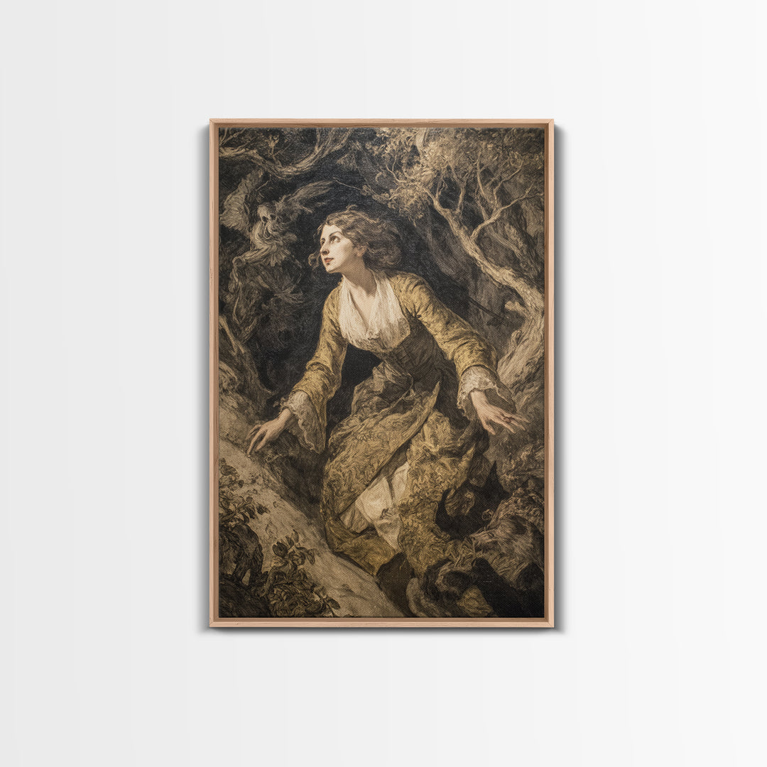 The Witch'S Forest, Dark Romantic Horror Art, Vertical Wall Art, Macabre Wall Art, Canvas Print, Halloween Wall Art, Dark Fantasy Art