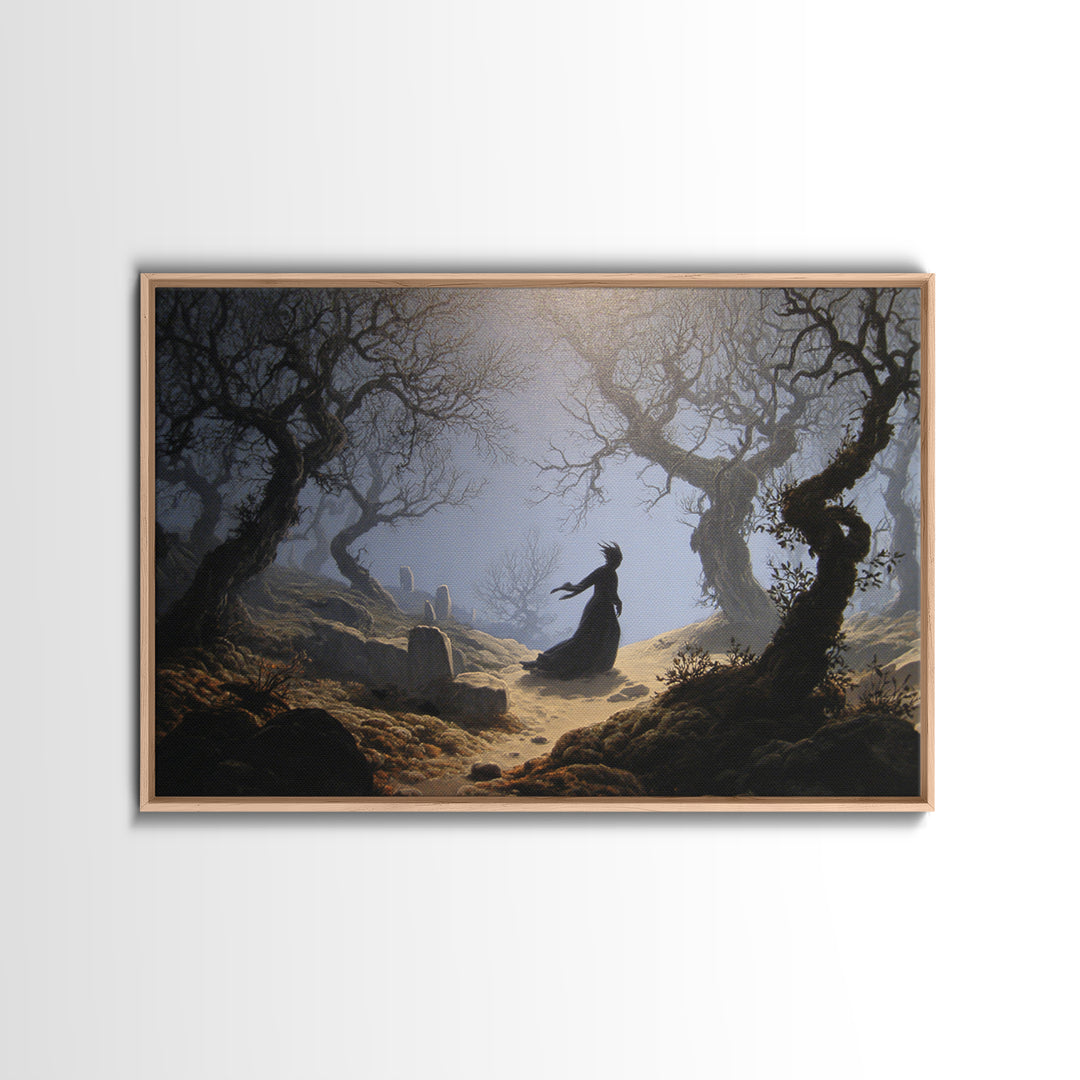 The Witch'S Forest, Romantic Gothic Landscape, Landscape Wall Art, Dark Fantasy Wall Art, Framed Canvas Print, Halloween Wall Art