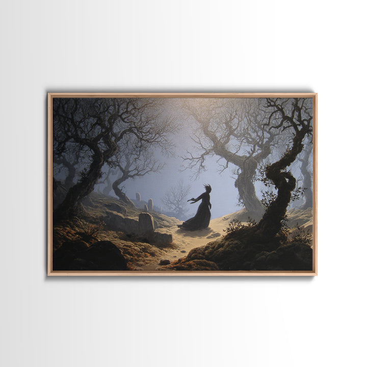 The Witch'S Forest, Romantic Gothic Landscape, Landscape Wall Art, Dark Fantasy Wall Art, Framed Canvas Print, Halloween Wall Art