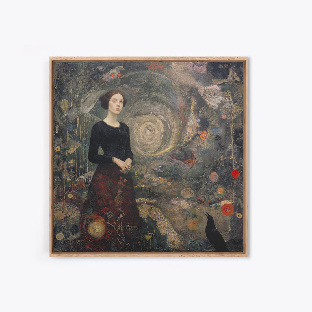 The Witch'S Forest, Symbolist Dream Art, Square Wall Art, Dark Halloween Decor, Canvas Print, Halloween Wall Art, Gothic Home Decor