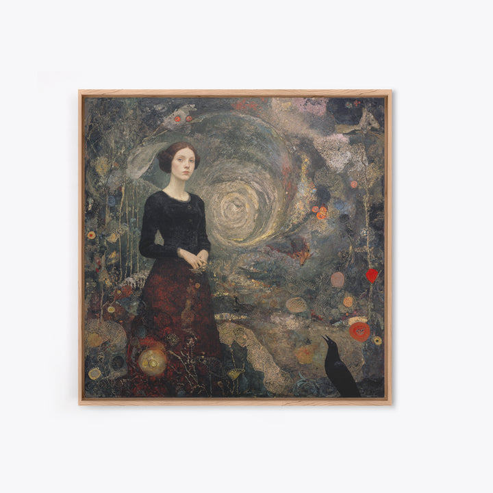 The Witch'S Forest, Symbolist Dream Art, Square Wall Art, Dark Halloween Decor, Canvas Print, Halloween Wall Art, Gothic Home Decor