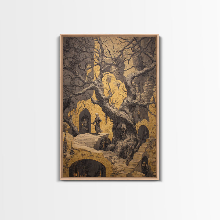 The Witch'S Forest, Victorian Macabre Art, Vertical Wall Art, Macabre Wall Art, Canvas Print, Halloween Wall Art, Gothic Home Decor