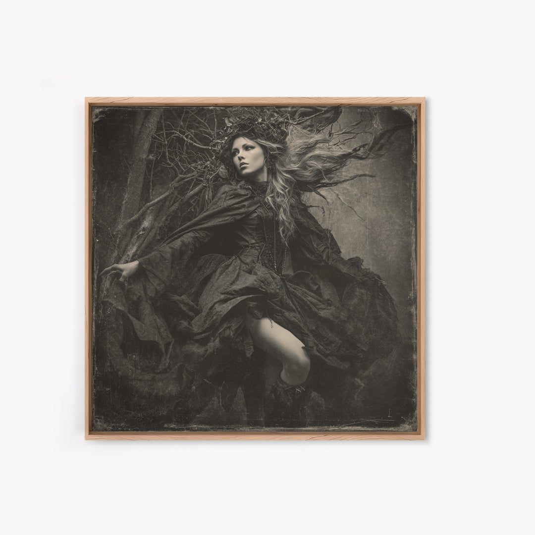 The Witch'S Forest, Biomechanical Horror Art, Square Wall Art, Dark Fantasy Wall Art, Canvas Print, Halloween Wall Art, Seasonal Home Decor