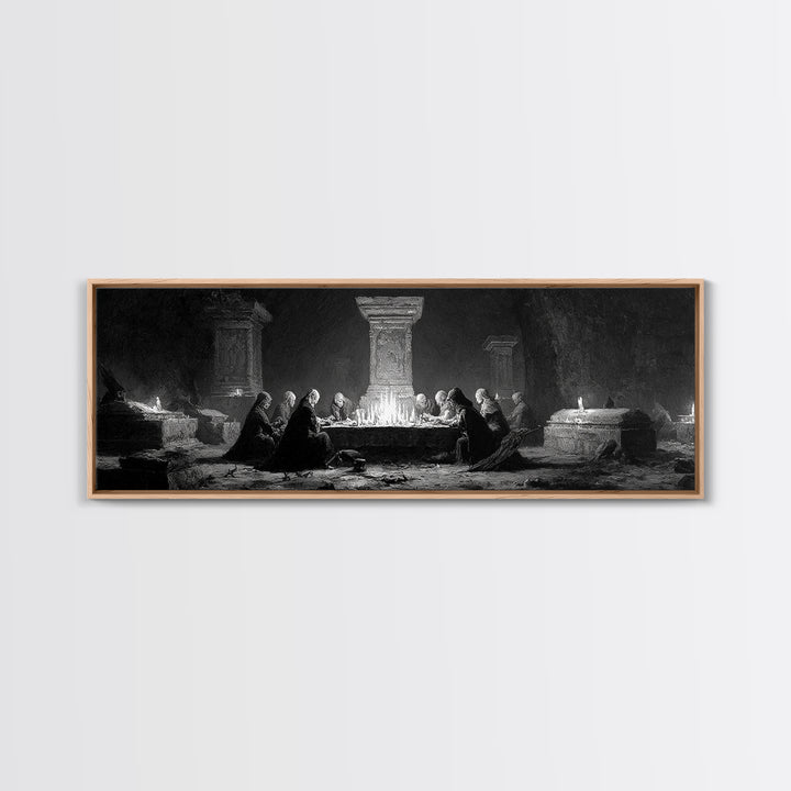 The Forgotten Crypt, Dark Romantic Horror Art, Extra Wide Wall Art, Dark Fantasy Wall Art, Canvas Print, Halloween Wall Art