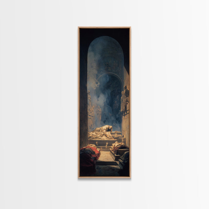 The Forgotten Crypt, Gothic Nightmare Art, Tall Narrow Wall Art, Dark Halloween Decor, Framed Canvas Print, Halloween Wall Art