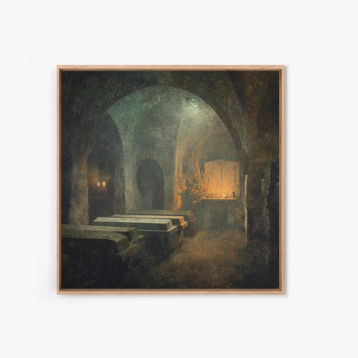 The Forgotten Crypt, Symbolist Dream Art, Square Wall Art, Macabre Wall Art, Canvas Print, Halloween Wall Art, Dark Fantasy Art