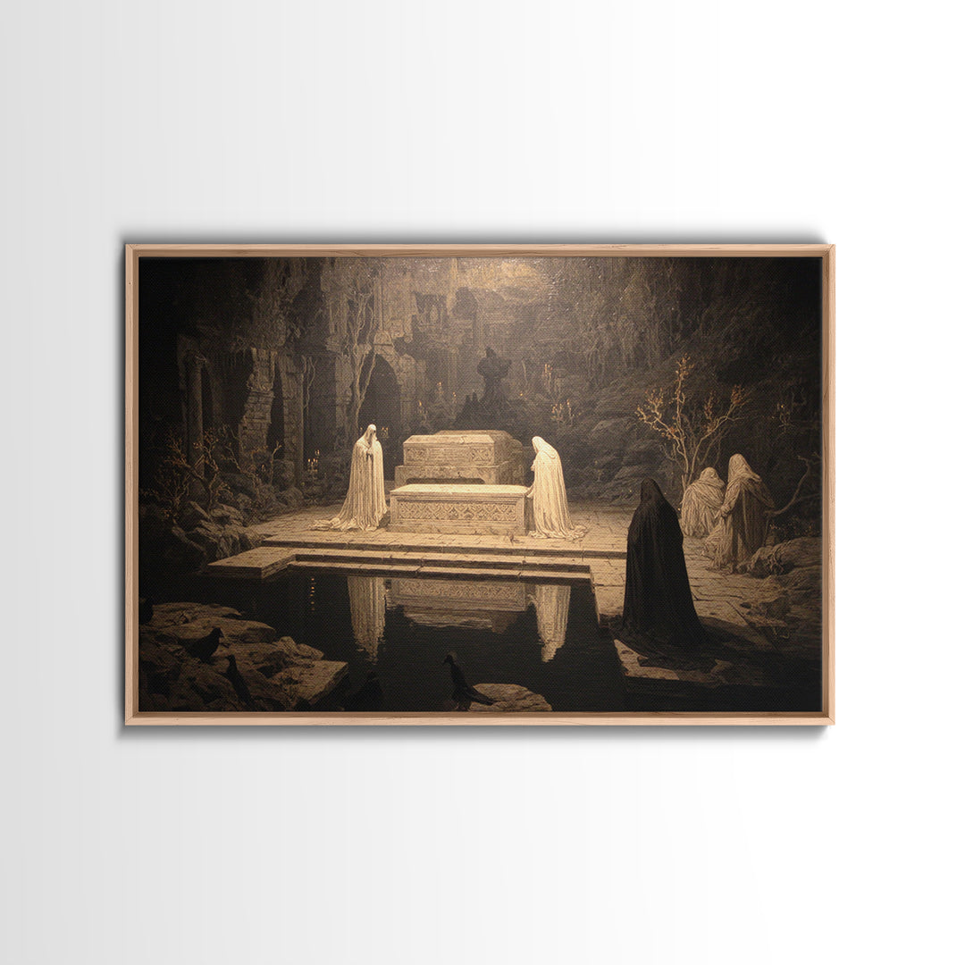 The Forgotten Crypt, Symbolist Gothic Landscape, Landscape Wall Art, Dark Halloween Decor, Canvas Print, Halloween Wall Art