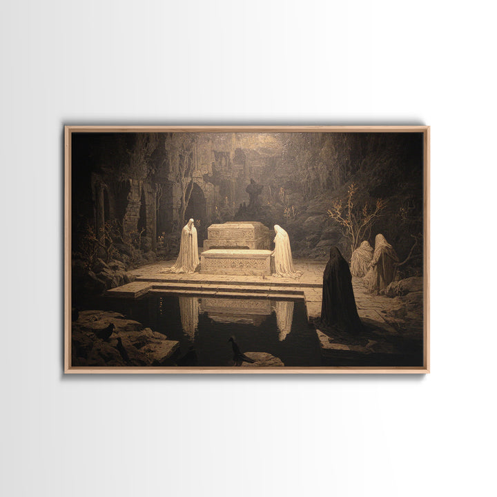 The Forgotten Crypt, Symbolist Gothic Landscape, Landscape Wall Art, Dark Halloween Decor, Canvas Print, Halloween Wall Art