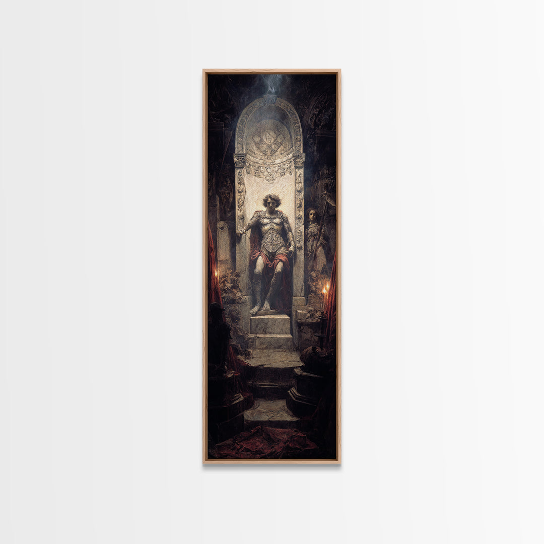 The Forgotten Crypt, Ornate Symbolist Art, Tall Narrow Wall Art, Dark Halloween Decor, Framed Canvas Print, Halloween Wall Art