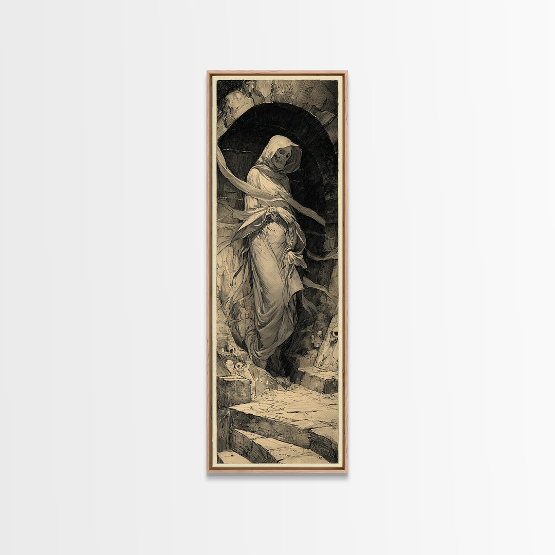 The Forgotten Crypt, Decadent Gothic Art, Tall Narrow Wall Art, Dark Fantasy Wall Art, Canvas Print, Halloween Wall Art