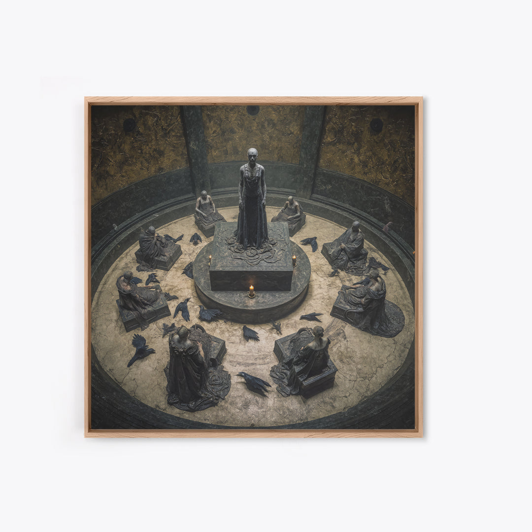 The Forgotten Crypt, Dark Symbolist Art, Square Wall Art, Macabre Wall Art, Canvas Print, Halloween Wall Art, Horror Wall Art