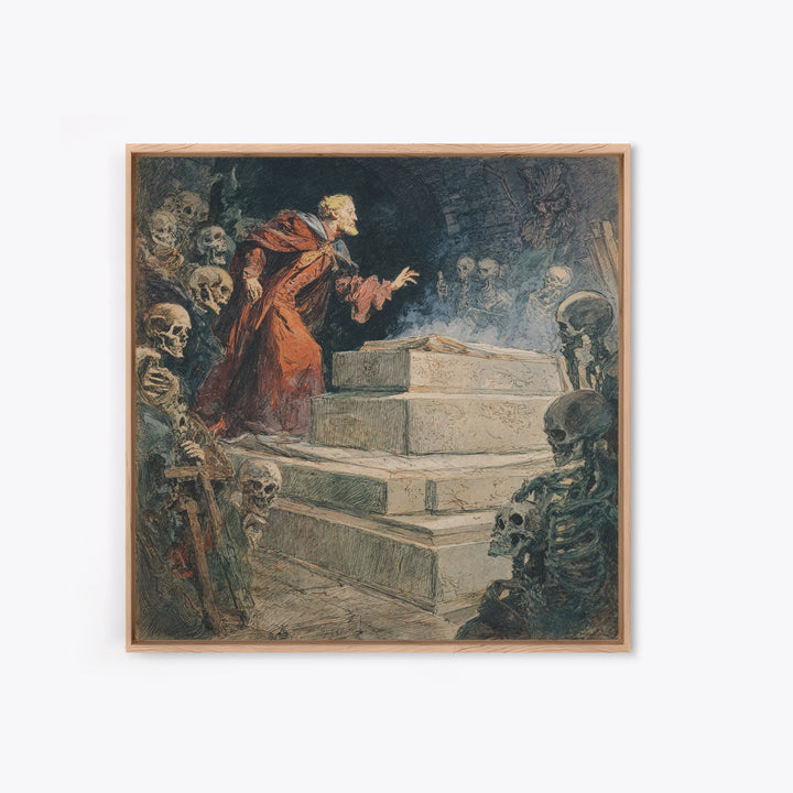 The Forgotten Crypt, Grotesque Carnival Art, Square Wall Art, Dark Halloween Decor, Canvas Print, Halloween Wall Art, Dark Fantasy Art