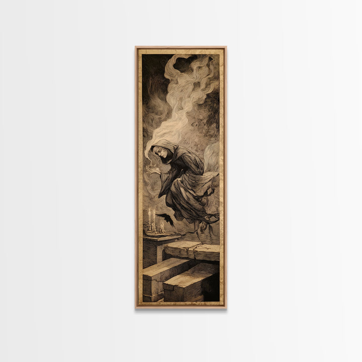 The Forgotten Crypt, Expressionist Gothic Art, Tall Narrow Wall Art, Macabre Wall Art, Canvas Print, Halloween Wall Art, Gothic Home Decor