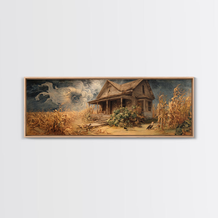 The Possessed Farmhouse, Dark Renaissance Art, Extra Wide Wall Art, Gothic Horror Wall Art, Canvas Print, Halloween Wall Art