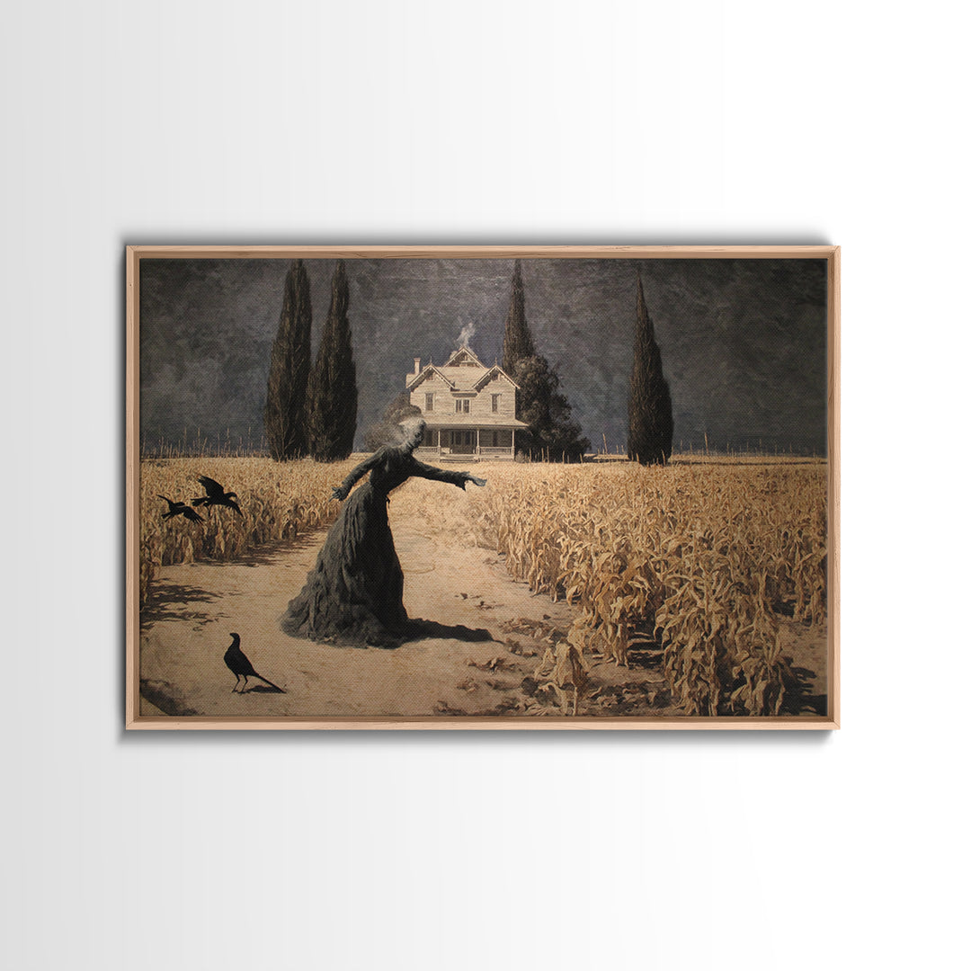 The Possessed Farmhouse, Symbolist Gothic Landscape, Landscape Wall Art, Gothic Horror Wall Art, Framed Canvas Print, Halloween Wall Art