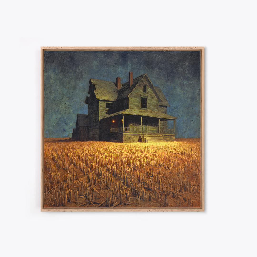 The Possessed Farmhouse, Dark Symbolist Art, Square Wall Art, Dark Fantasy Wall Art, Canvas Print, Halloween Wall Art